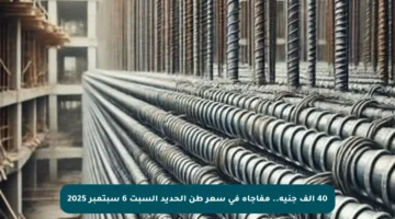 40 ألف جنيه.. مفاجأة في سعر طن الحديد السبت 6 سبتمبر 2025